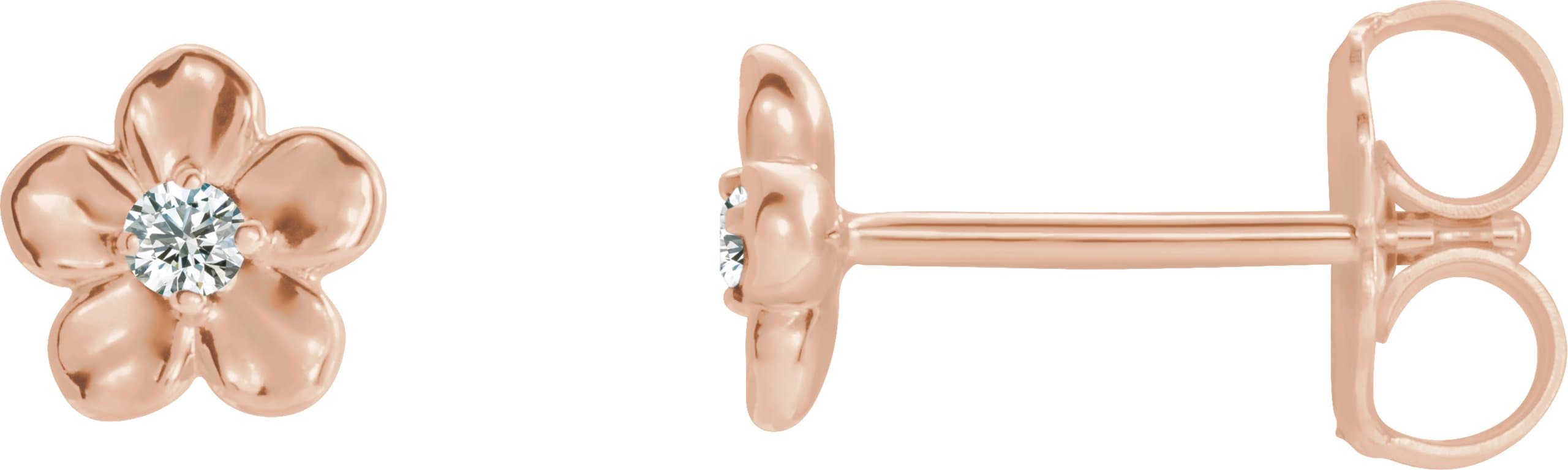 14K Rose Imitation Alexandrite June Birthstone Flower Earrings