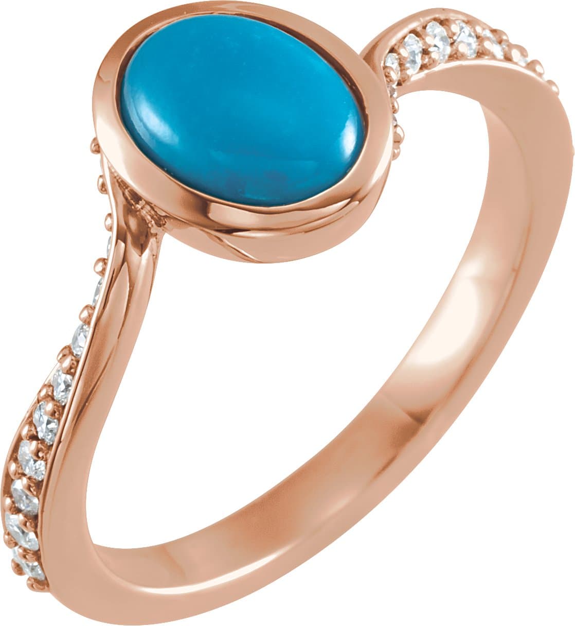 14K Rose Natural Pink Coral Cabochon & 1/5 CTW Natural Diamond Ring