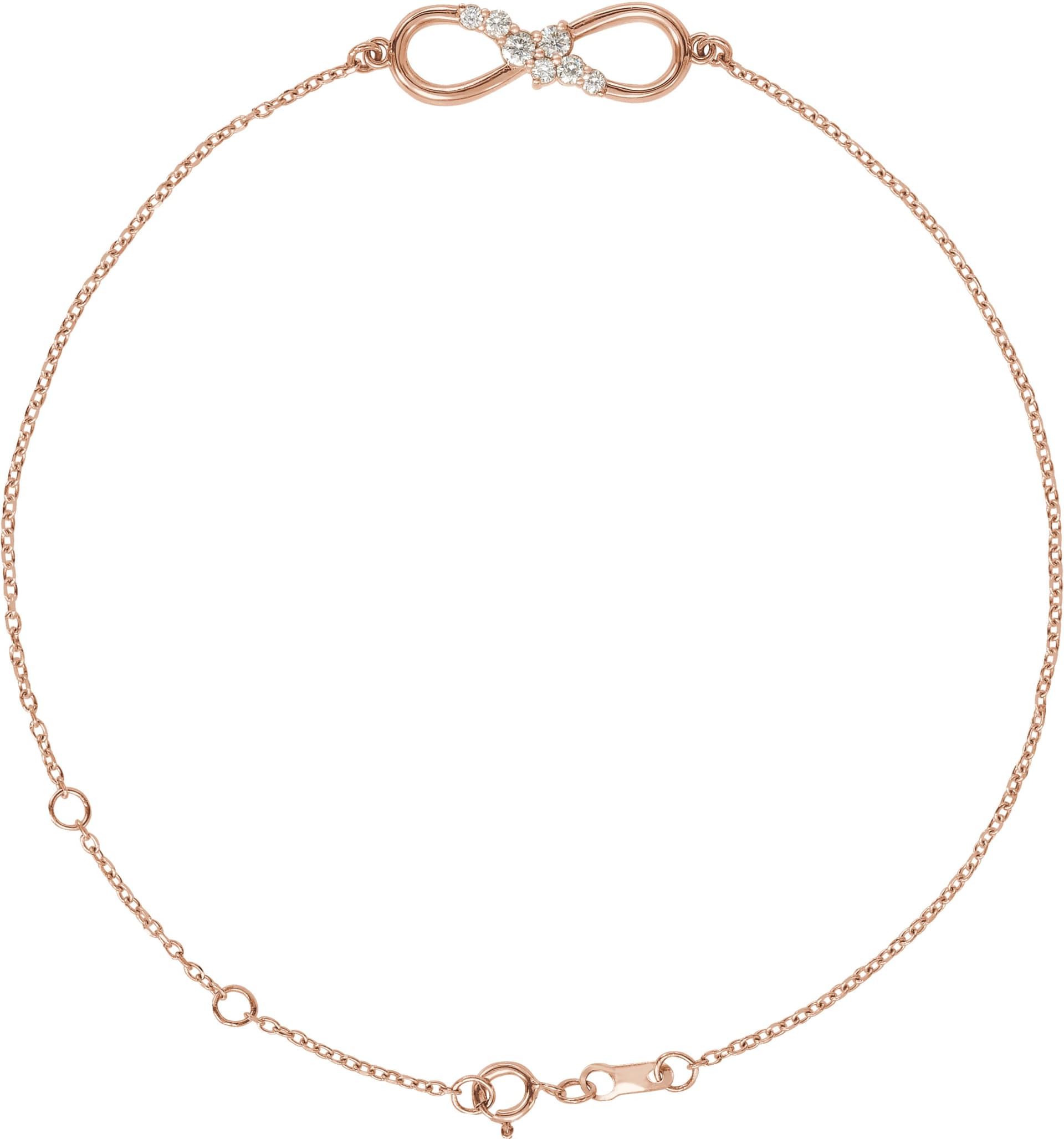 14K Rose 1/8 CTW Natural Diamond Infinity-Inspired 6 1/2-7 1/2" Bracelet
