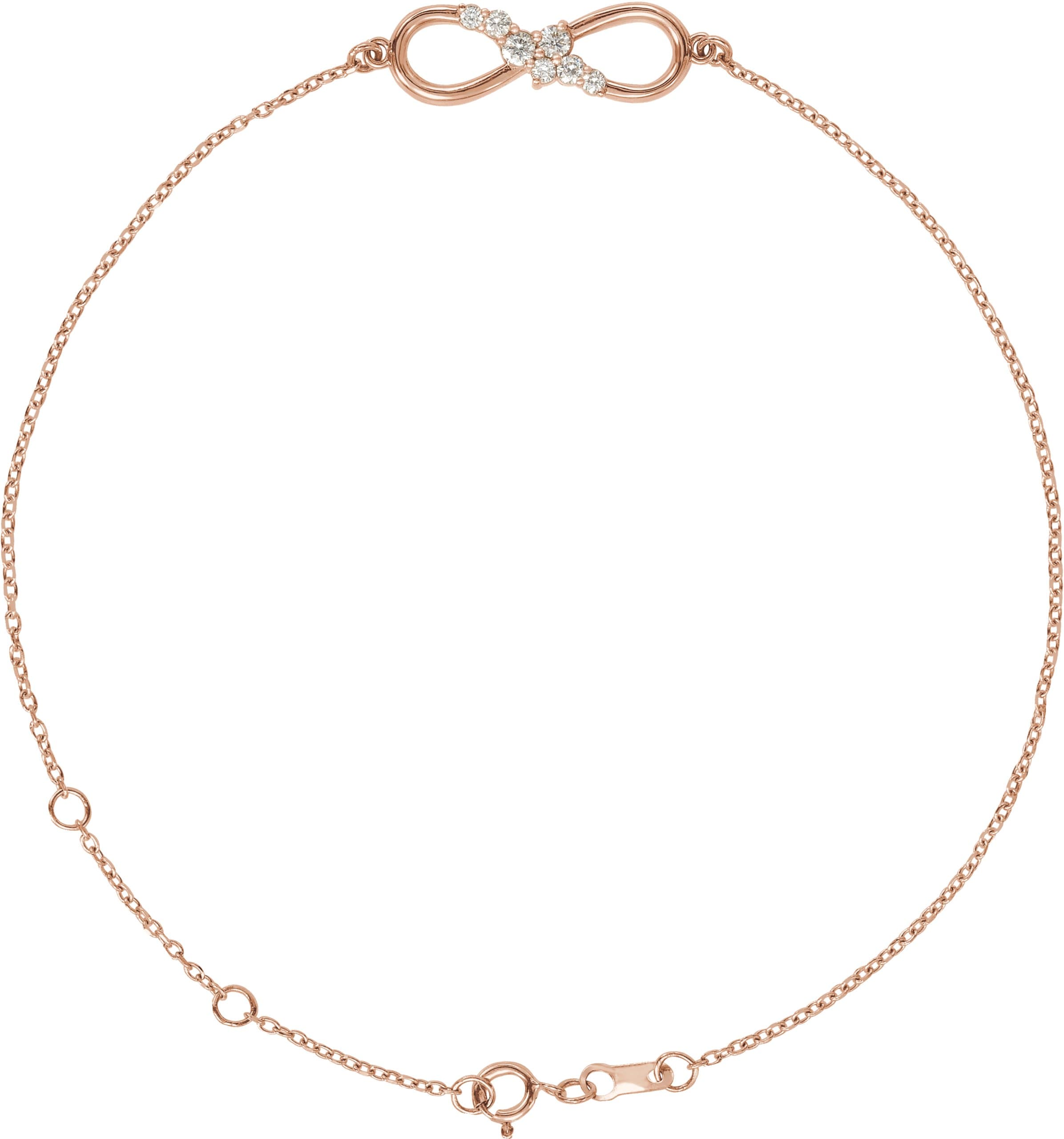 14K Rose 1/8 CTW Natural Diamond Infinity-Inspired 6 1/2-7 1/2" Bracelet
