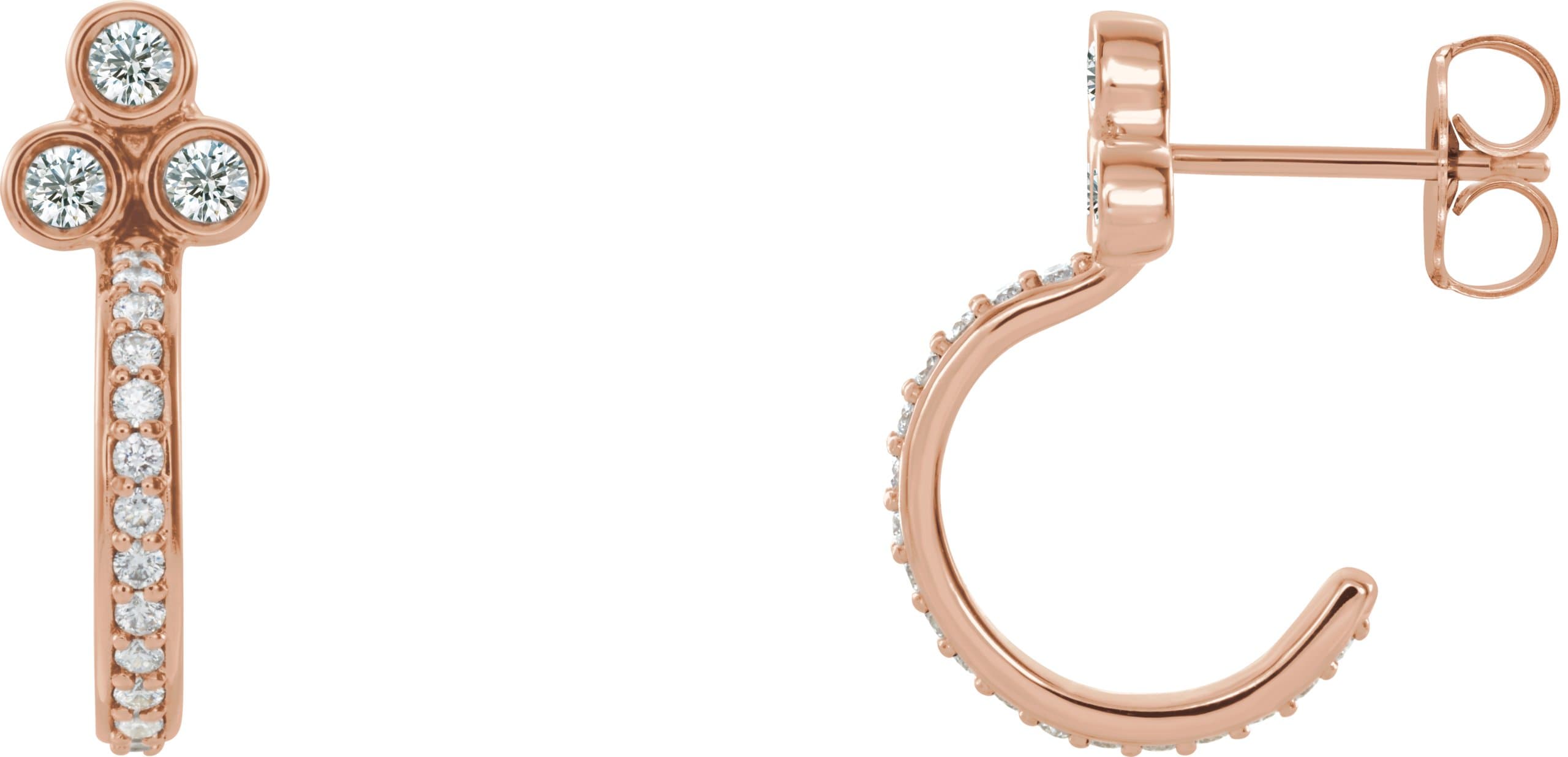 14K Rose Gold 1/2 CTW Natural Diamond Hoop Earrings