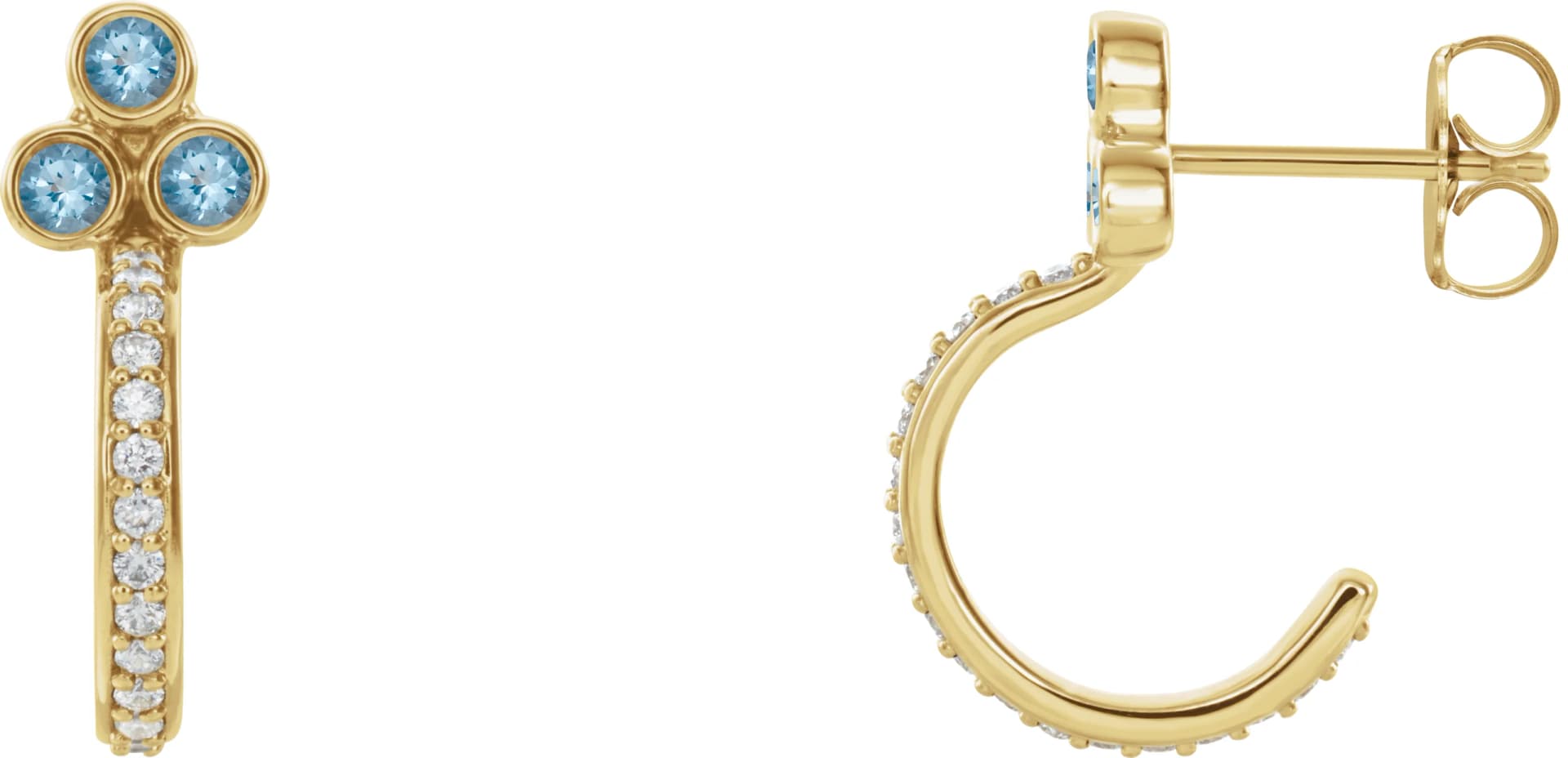 Accented Bezel-Set J-Hoop Earrings