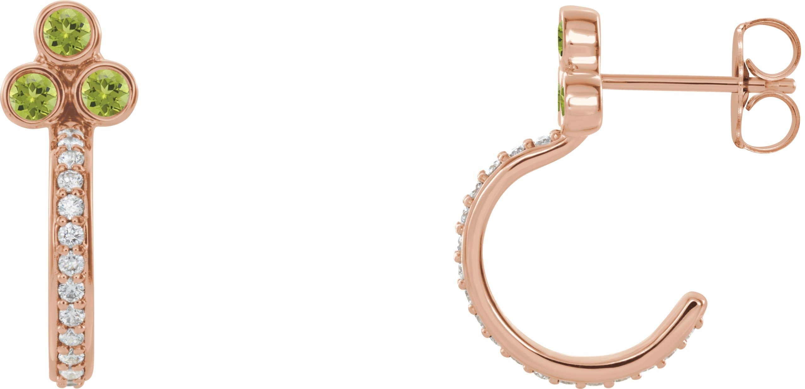 14K Rose 1/2 CTW Natural Diamond Hoop Earrings