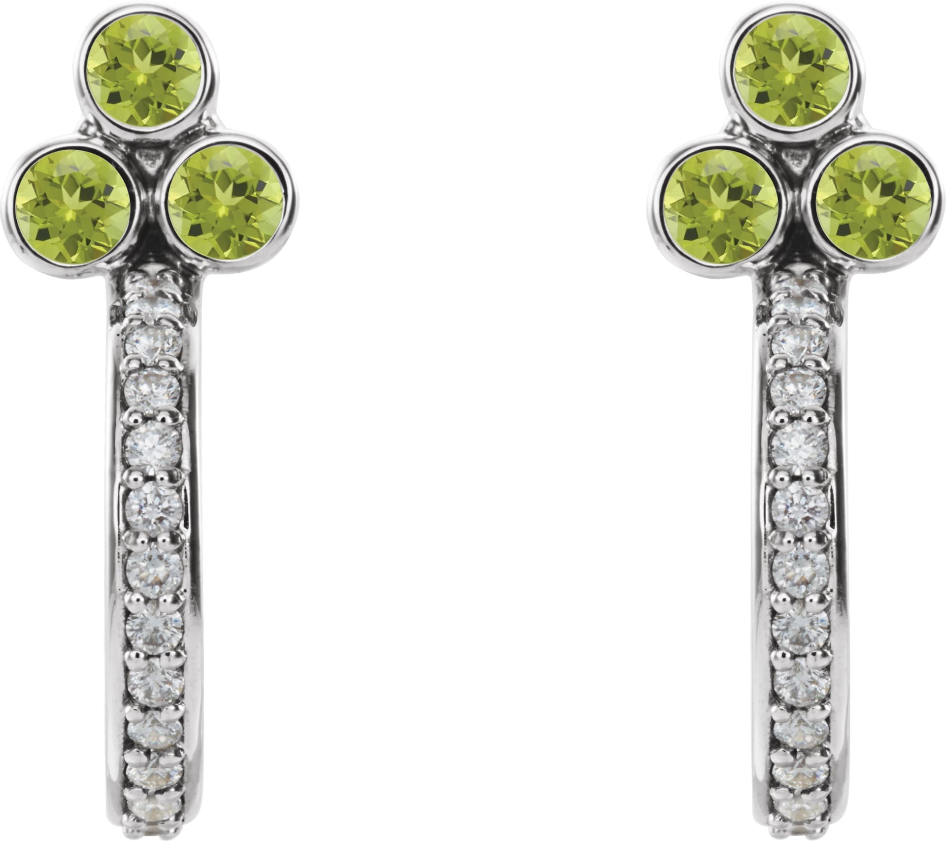 Accented Bezel-Set J-Hoop Earrings view 2
