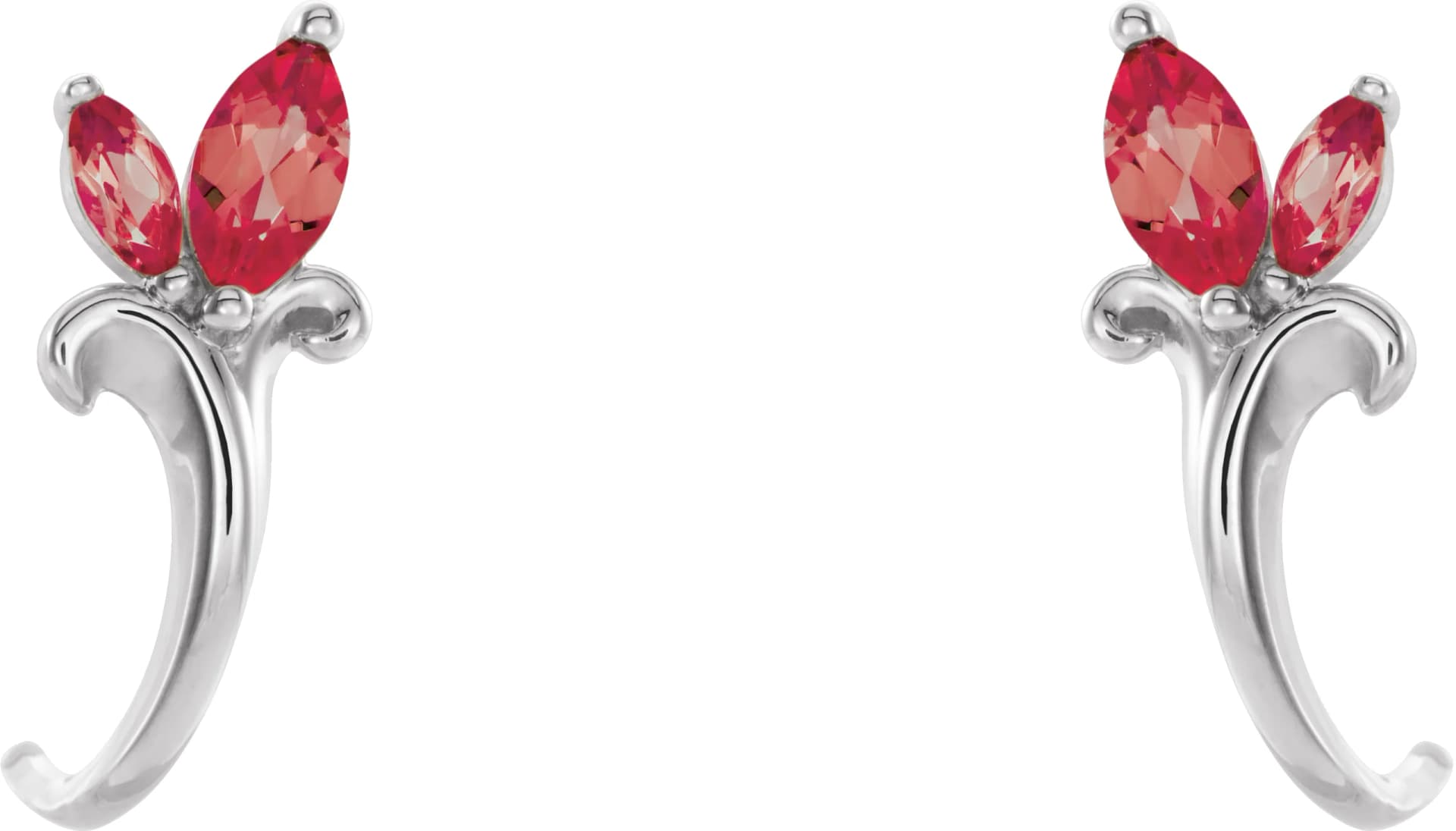 Floral J-Hoop Earrings, view 3