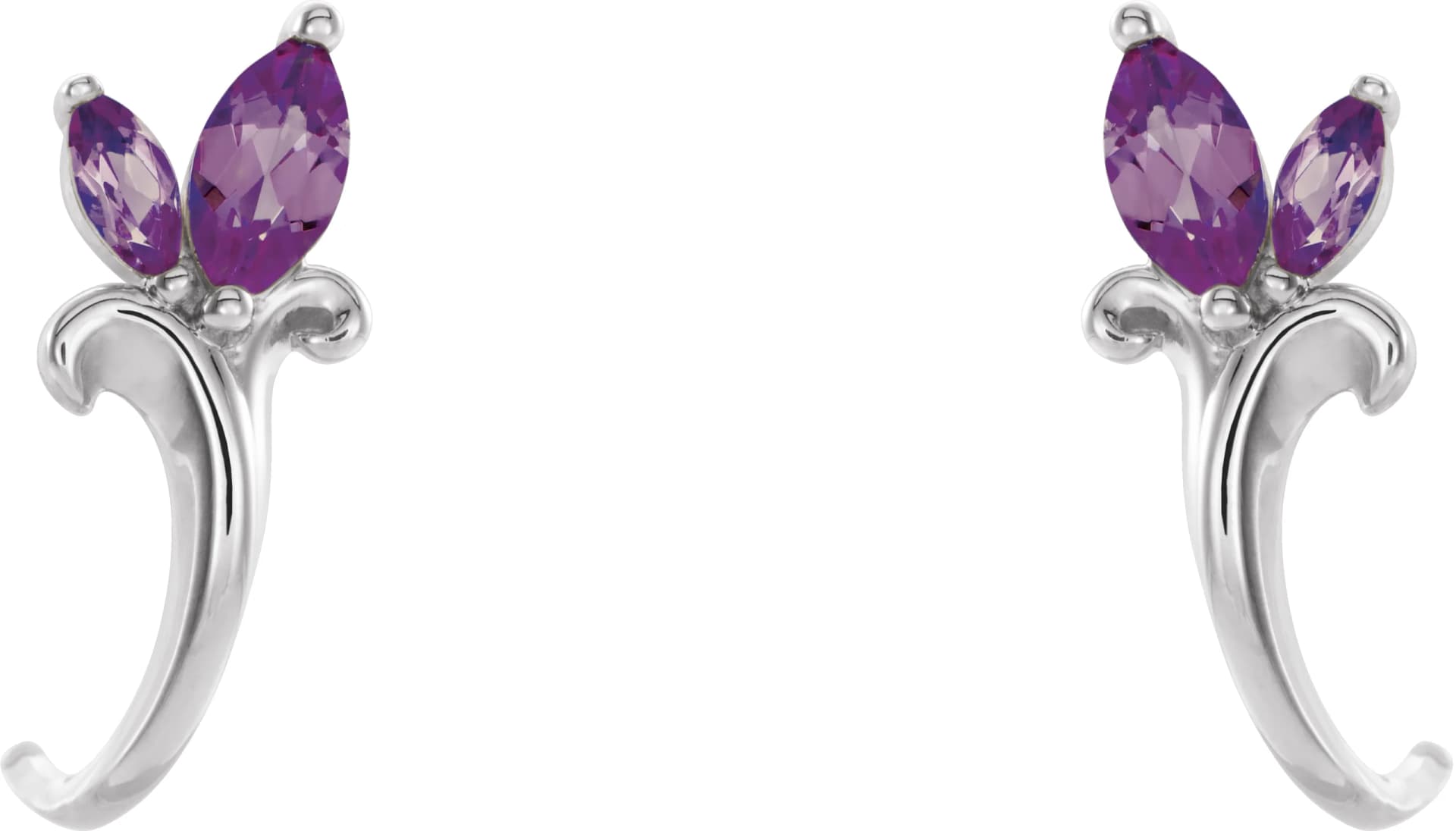 Floral J-Hoop Earrings, view 3