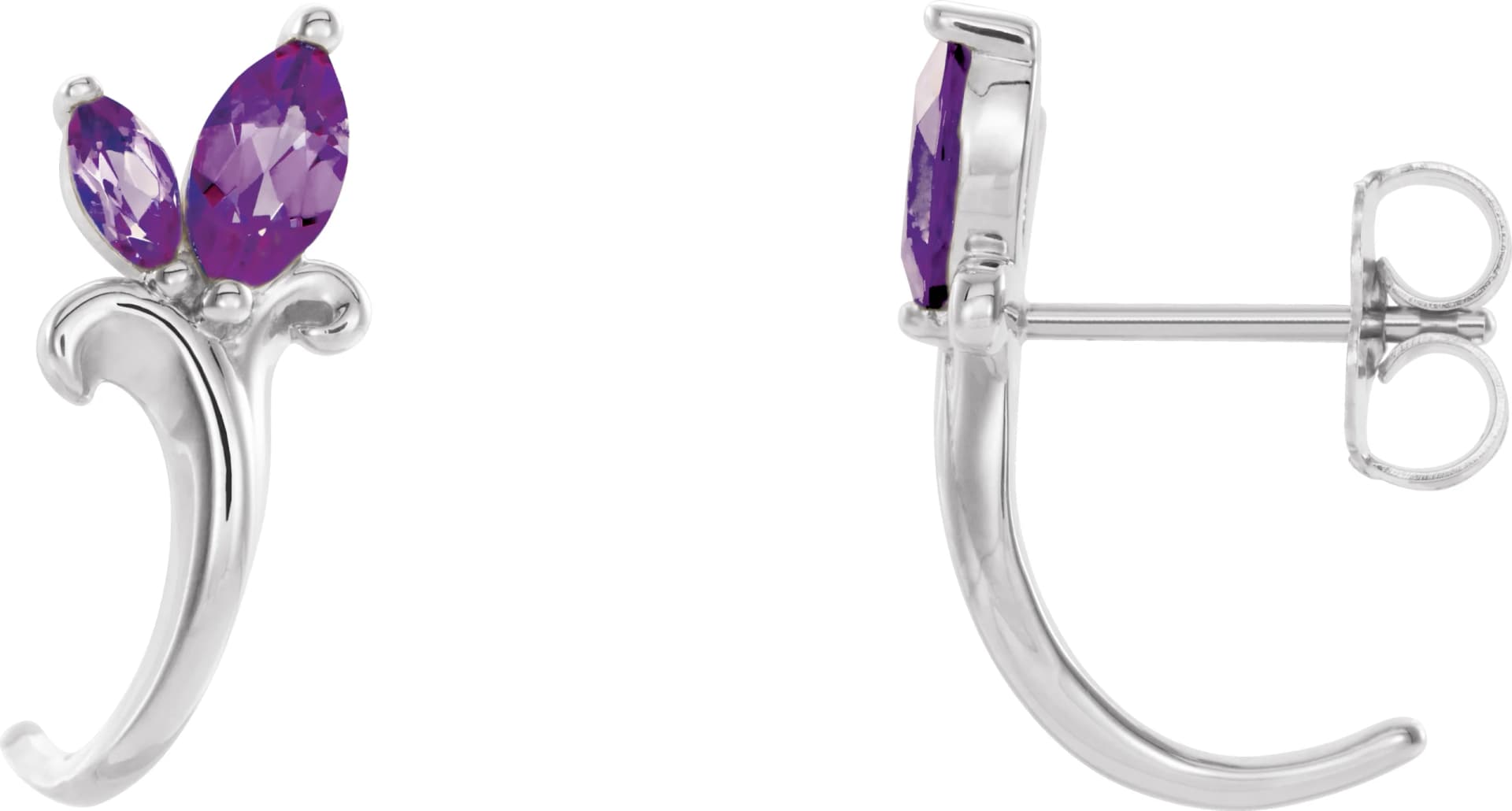 Floral J-Hoop Earrings, view 2