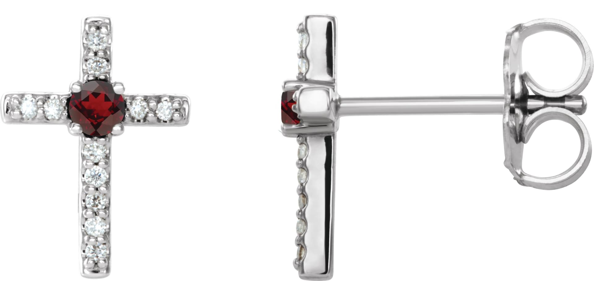 14K Rose 1/10 CTW Natural Diamond Cross Earrings