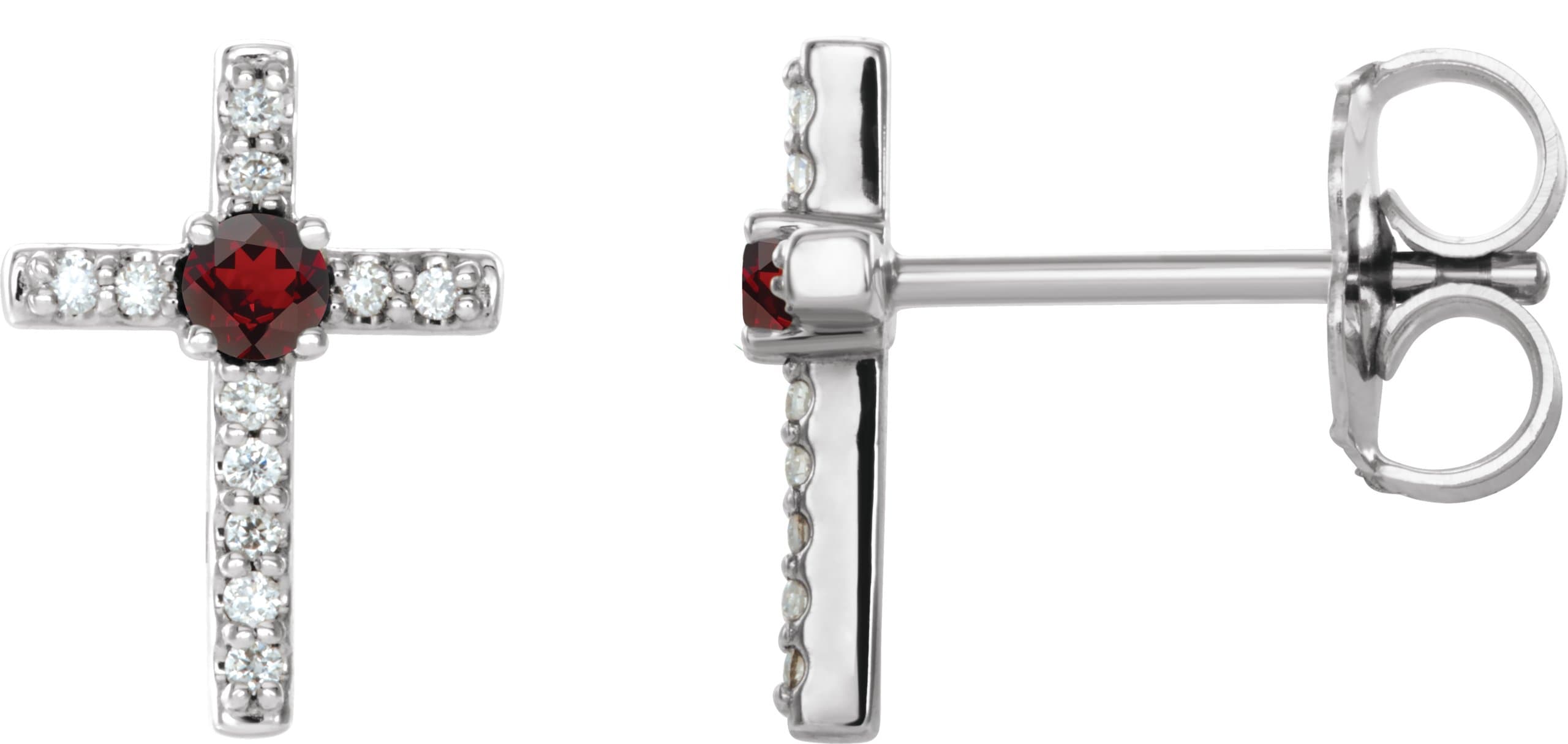 14K Rose 1/10 CTW Natural Diamond Cross Earrings