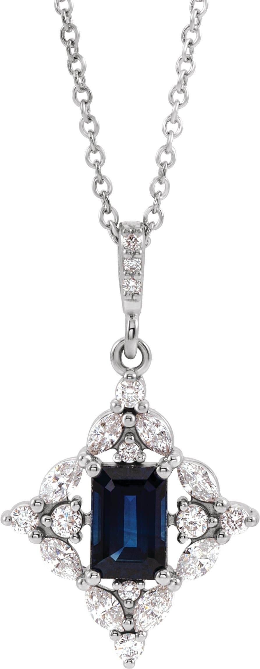 14K Rose Natural Emerald & 1/3 CTW Natural Diamond 16-18 Necklace