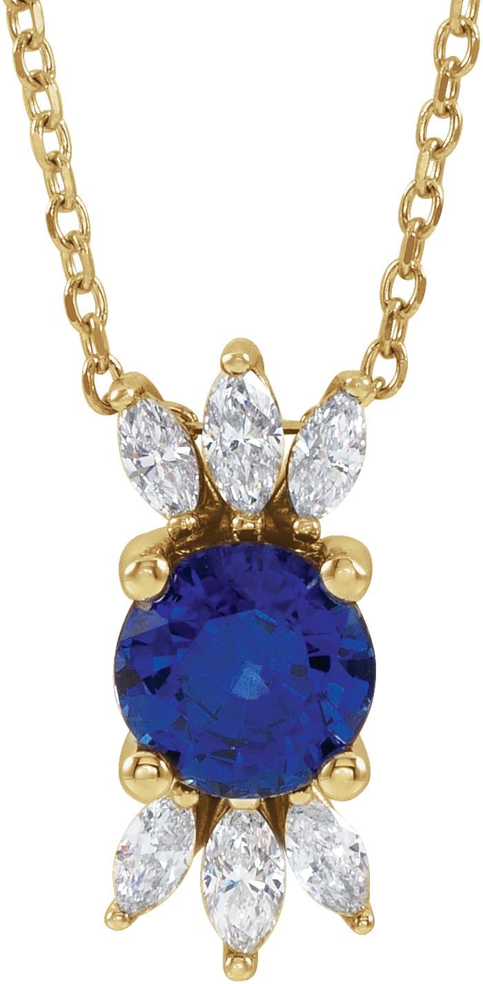 14K Rose Lab-Grown Alexandrite & 1/5 CTW Natural Diamond 16-18 Necklace