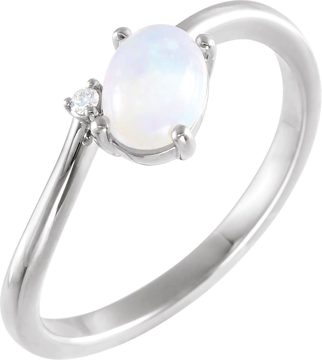 14K Rose Natural Ethiopian Opal & .01 CT Natural Diamond Bypass Ring