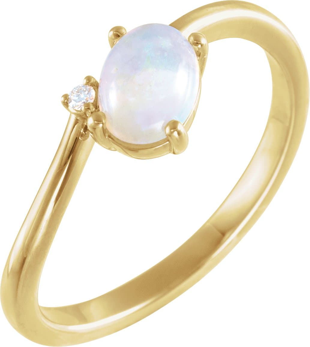 14K Rose Natural Ethiopian Opal & .01 CT Natural Diamond Bypass Ring
