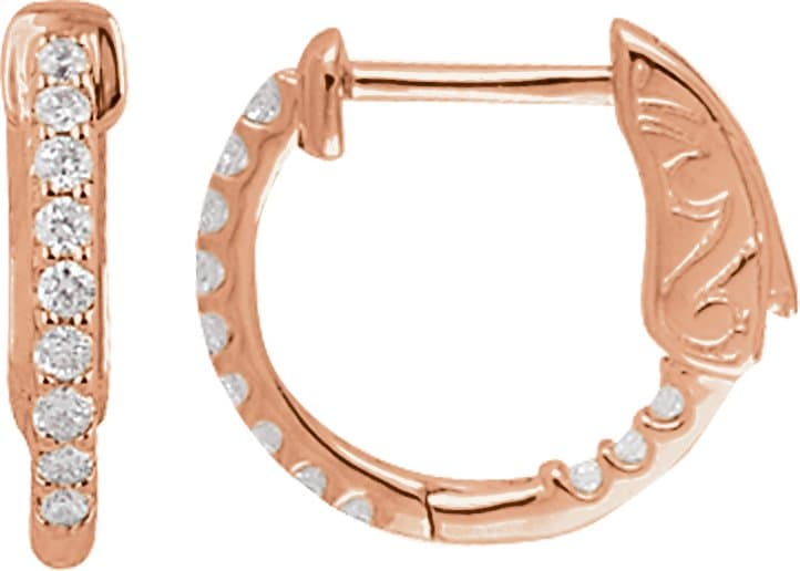 14K Rose 1 CTW Lab-Grown Diamond Inside-Outside 26.5 mm Hinged Hoop Earrings
