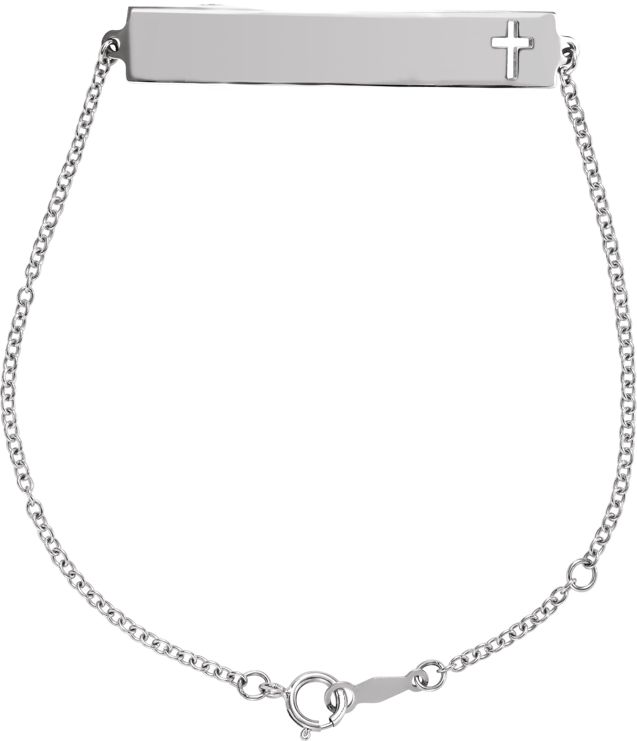 Engravable Pierced Cross Bar Bracelet view 1