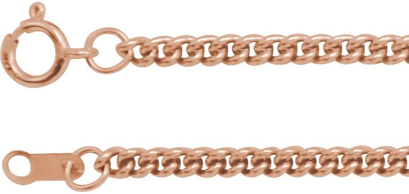 14K Rose 2.25 mm Curb 24 Chain