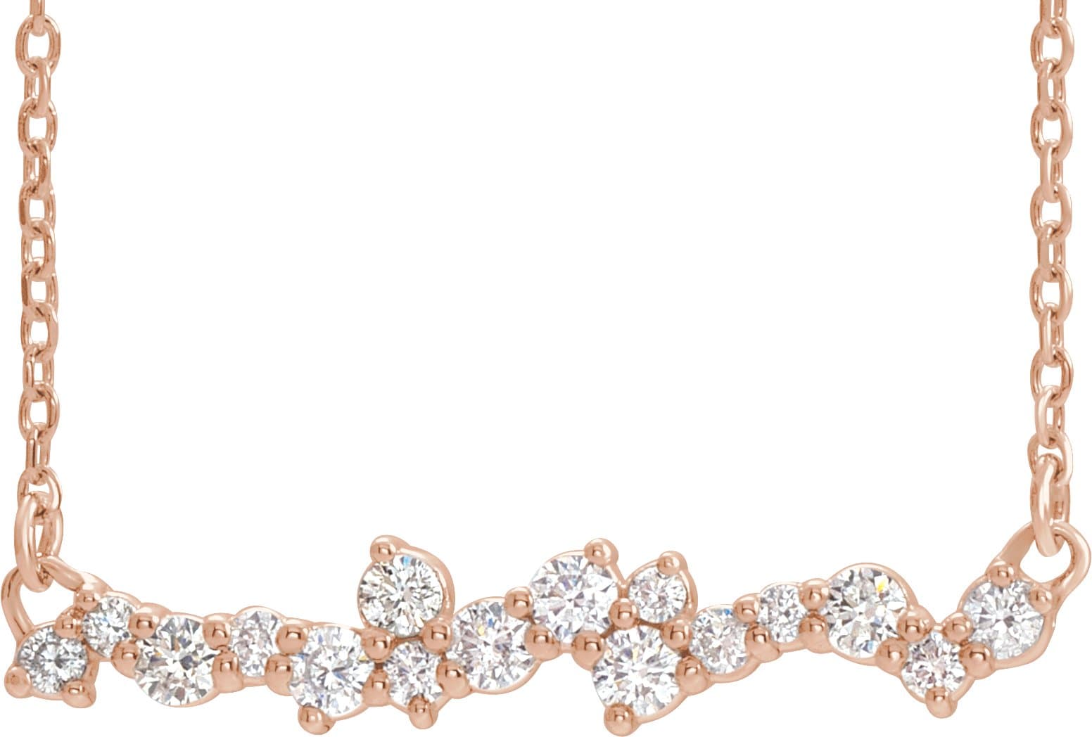 14K Rose 1/3 CTW Natural Diamond Scattered Bar 16 Necklace