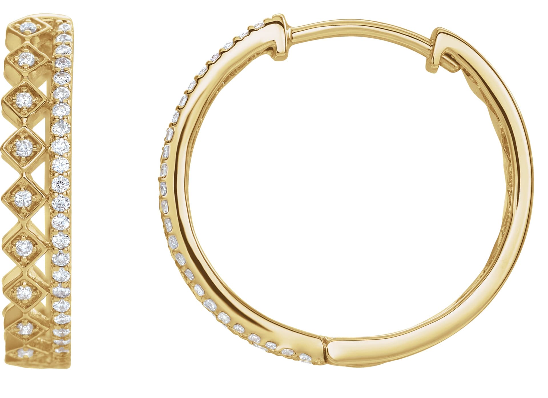 14K White 1/4 CTW Natural Diamond Geometric 18.75 mm Hoop Earrings