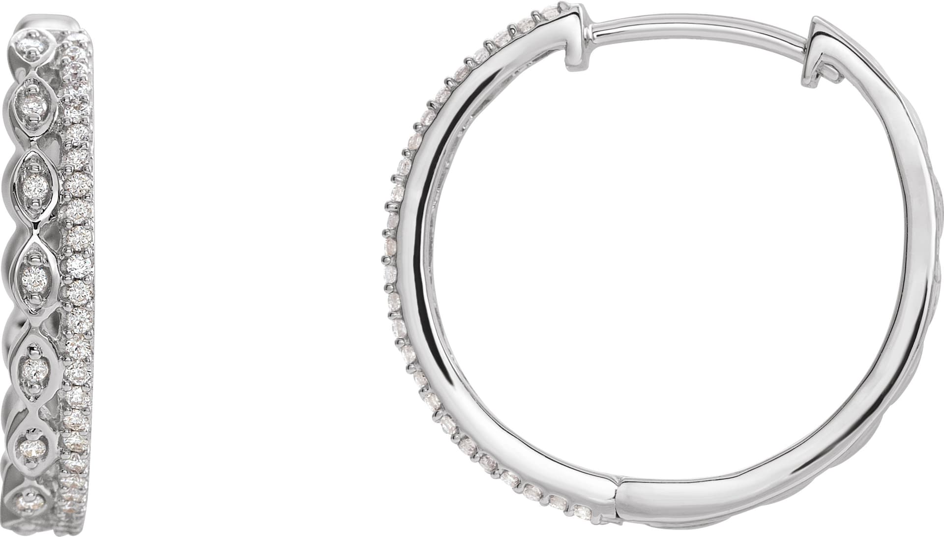 14K Rose 1/4 CTW Natural Diamond Geometric 19.4 mm Hoop Earrings