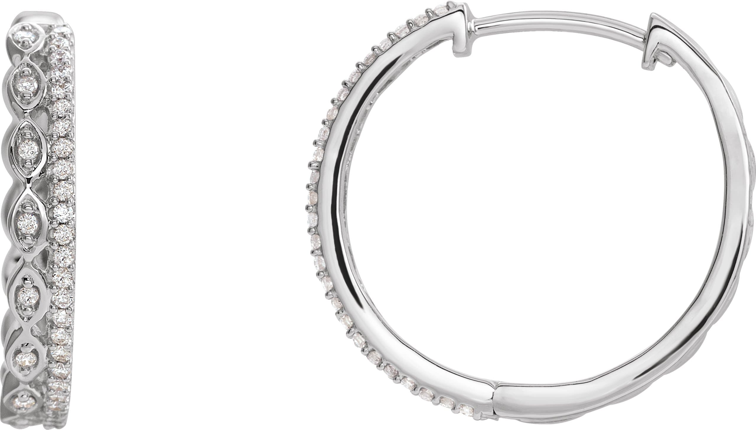14K Rose 1/4 CTW Natural Diamond Geometric 19.4 mm Hoop Earrings