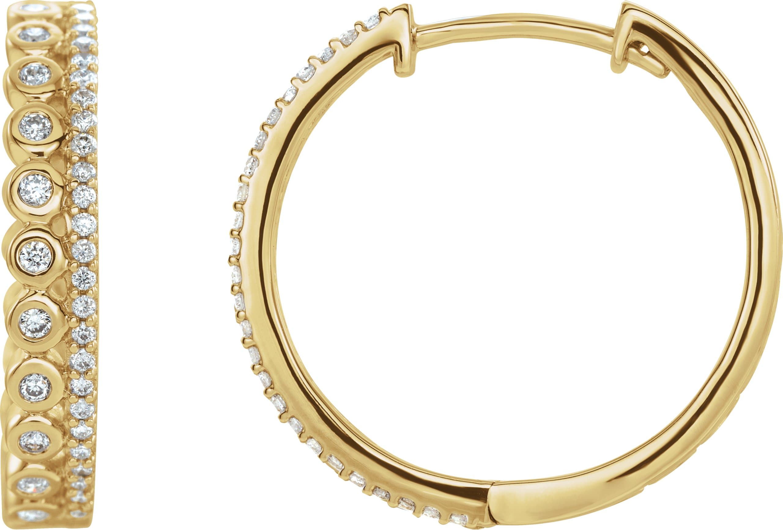 14K Rose 1/3 CTW Natural Diamond Geometric 19.1 mm Hoop Earrings