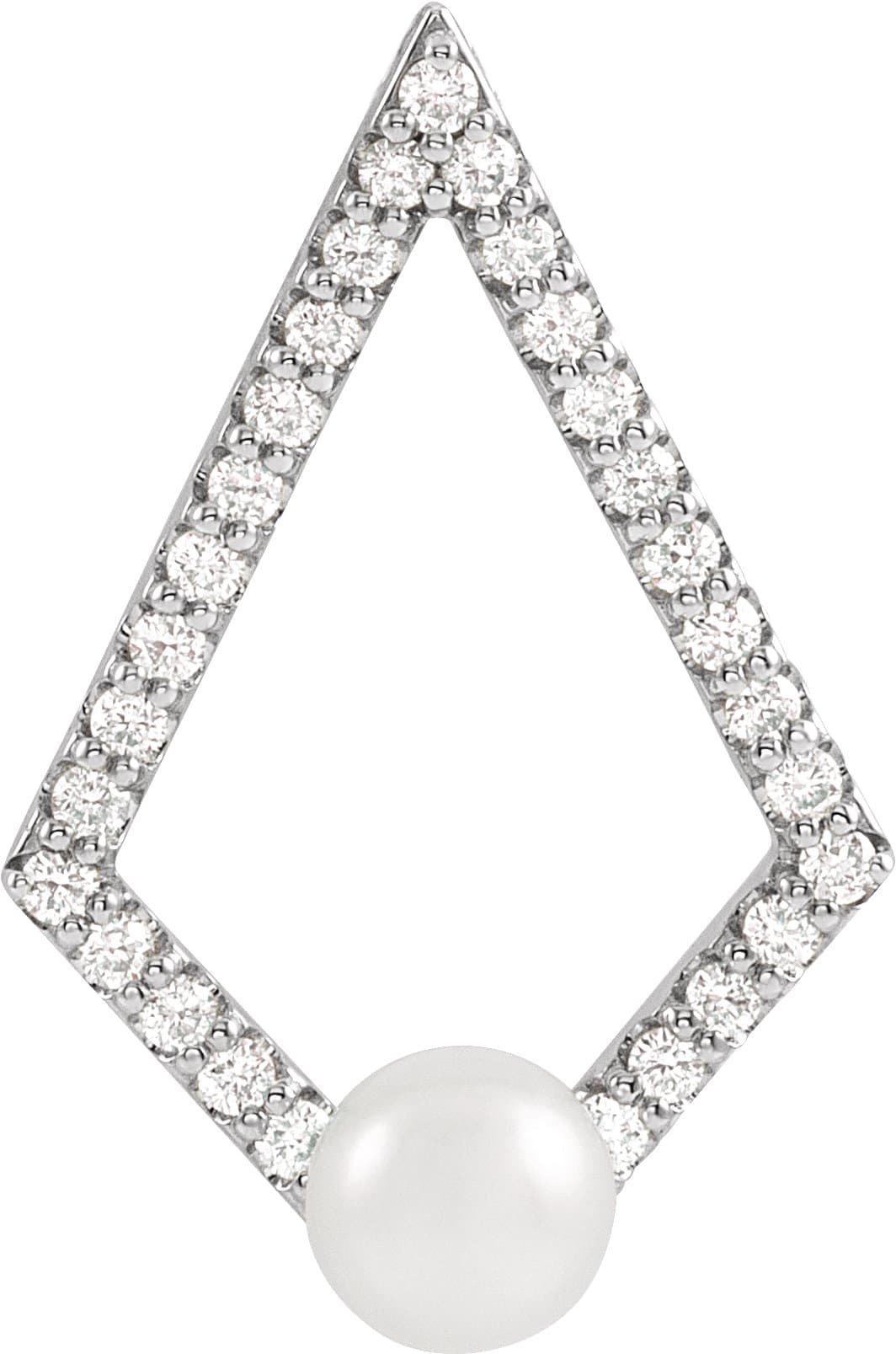 Sterling Silver Cultured White Freshwater Pearl and 1/4 CTW Natural Diamond Pendant