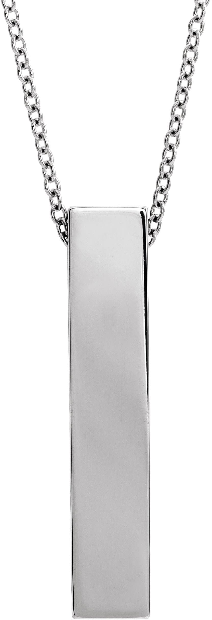 14K Yellow Engravable Sculptural Bar 24 Necklace