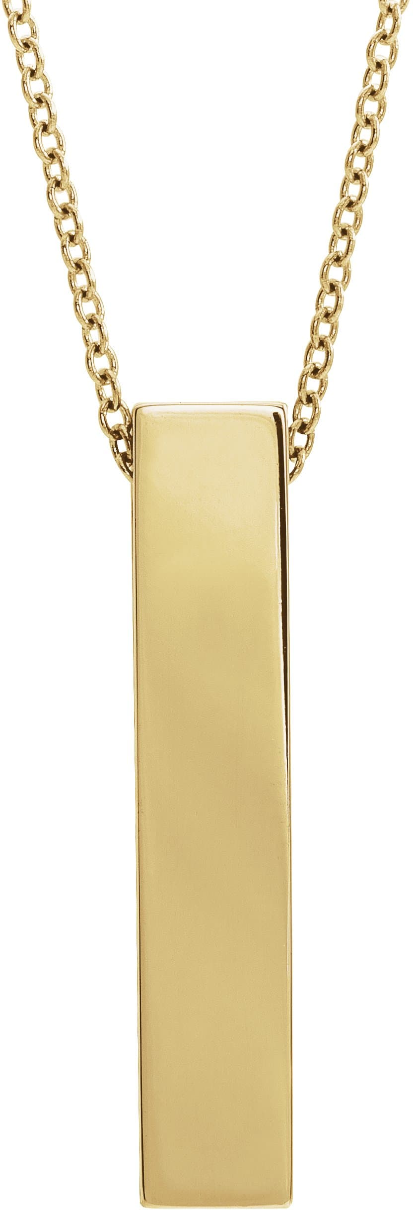 14K Yellow Engravable Sculptural Bar 24 Necklace