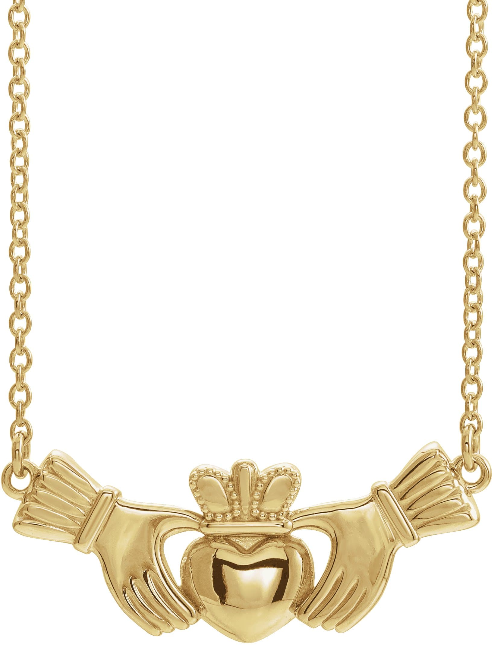 14K White Claddagh 18 Necklace