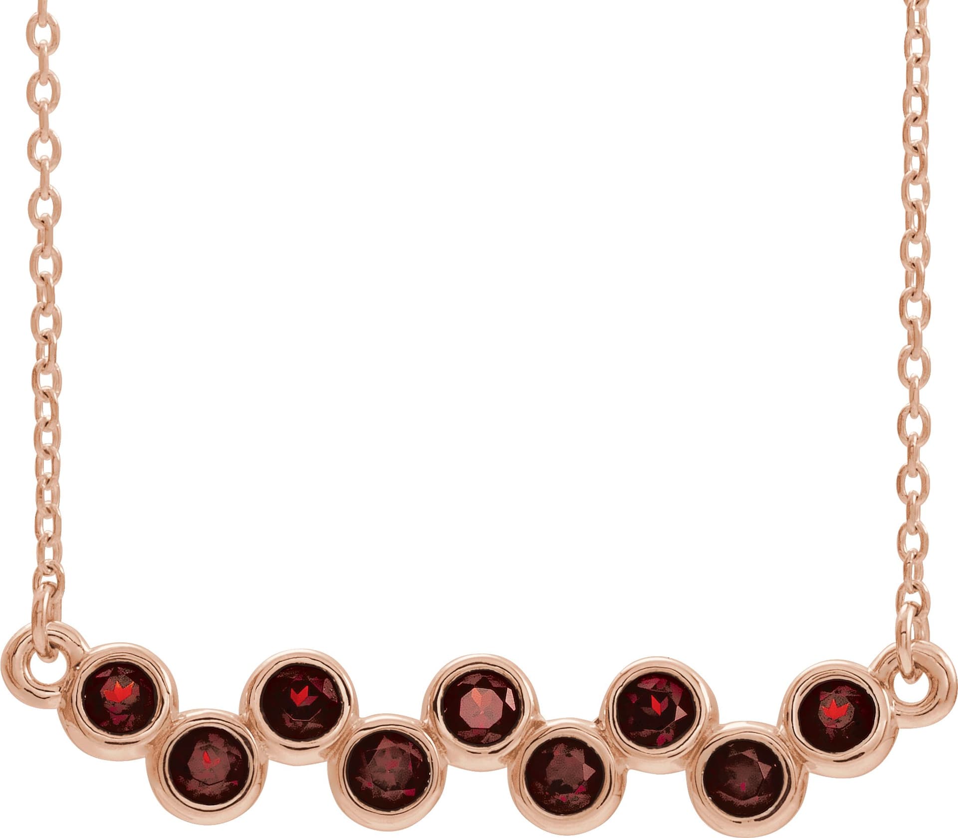 14K Rose Lab-Grown Ruby Bezel-Set Bar 16-18 Necklace