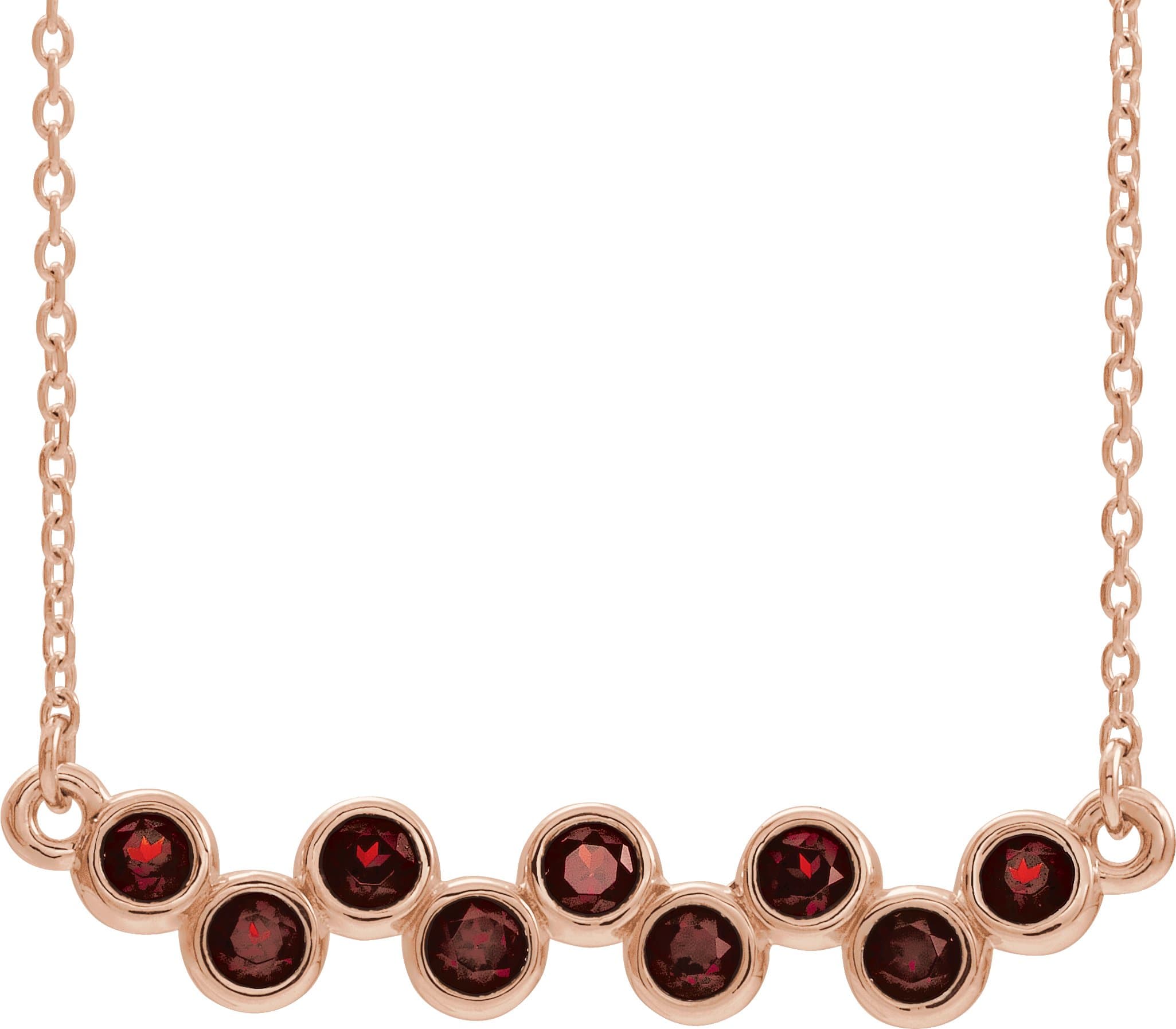 14K Rose Lab-Grown Ruby Bezel-Set Bar 16-18 Necklace