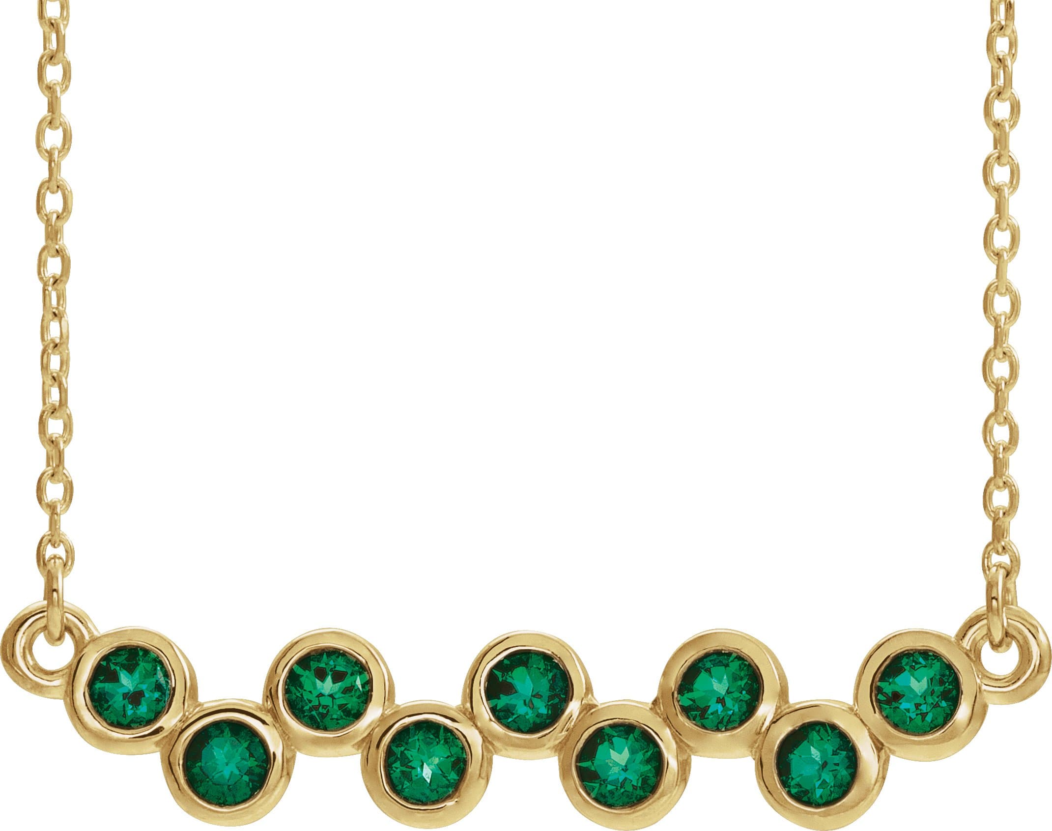 14K Rose Lab-Grown Ruby Bezel-Set Bar 16-18 Necklace