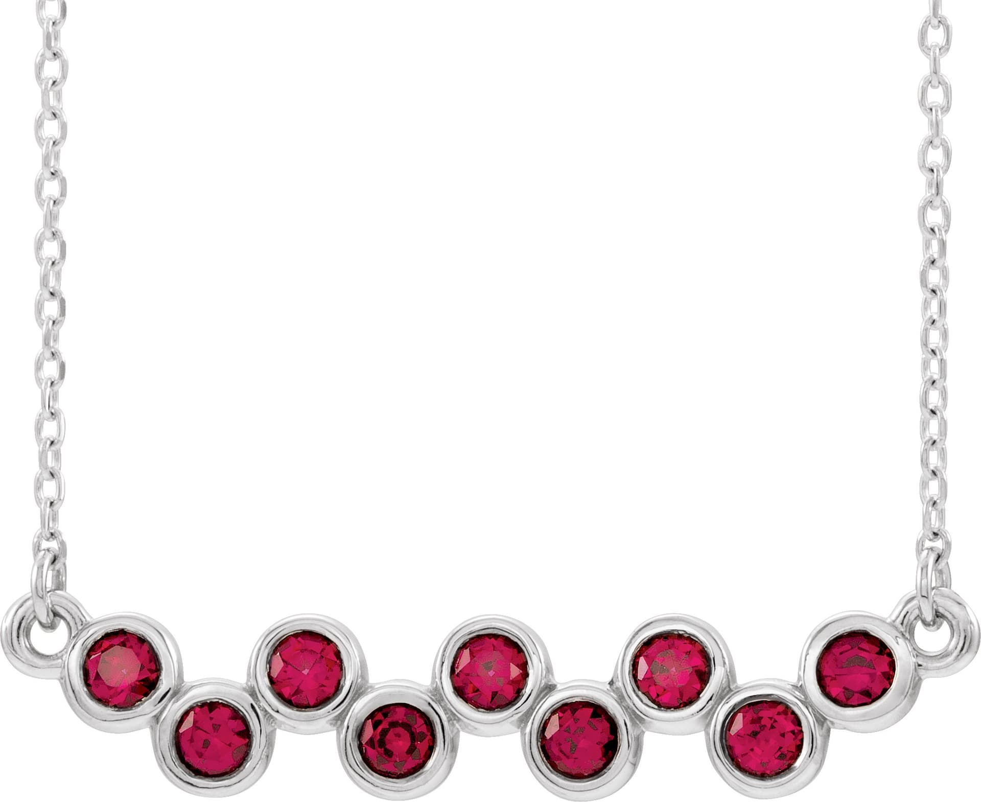 14K Rose Lab-Grown Ruby Bezel-Set Bar 16-18 Necklace