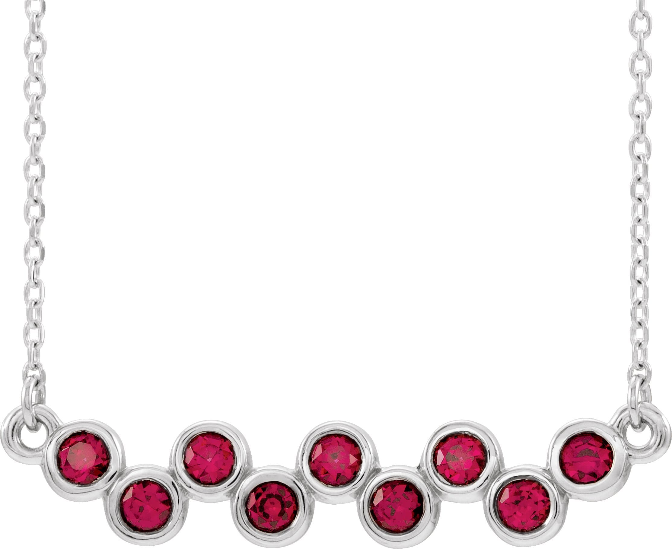 14K Rose Lab-Grown Ruby Bezel-Set Bar 16-18 Necklace
