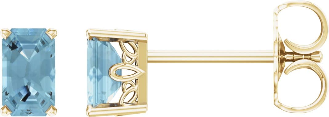 14K White Natural Aquamarine Earrings