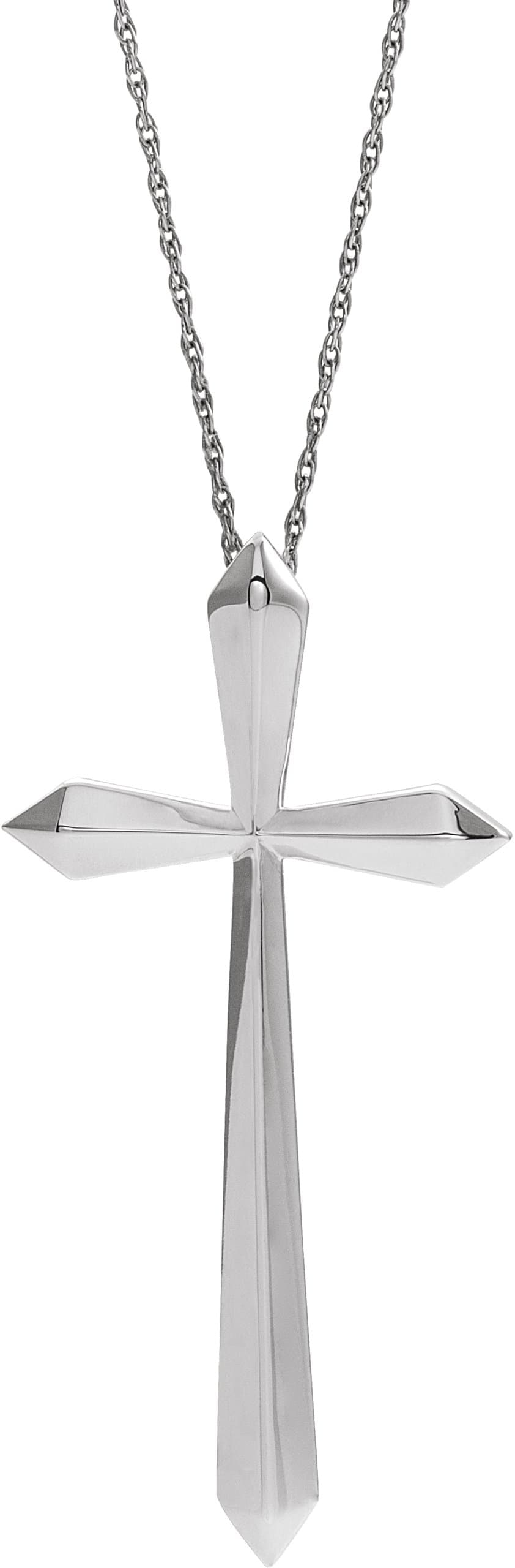14K Rose Elongated Cross 20 Necklace