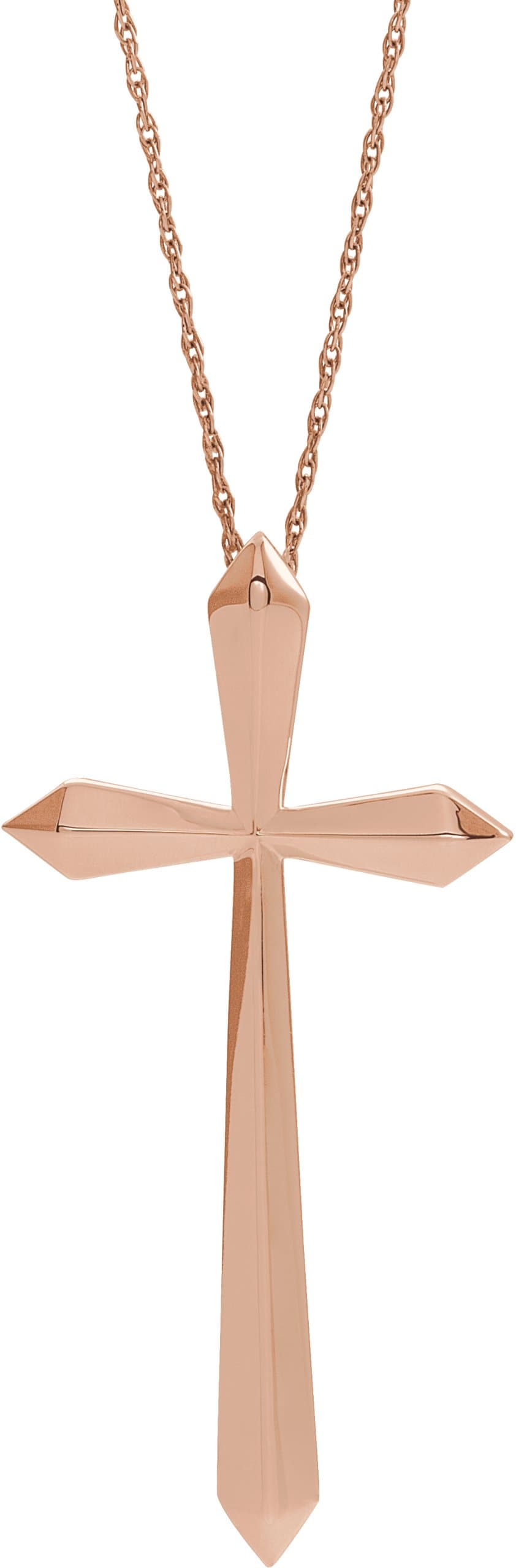 14K Rose Elongated Cross 20 Necklace