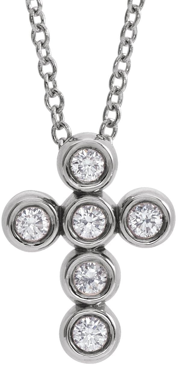 14K Rose 1/6 CTW Natural Diamond Cross 16-18 Necklace