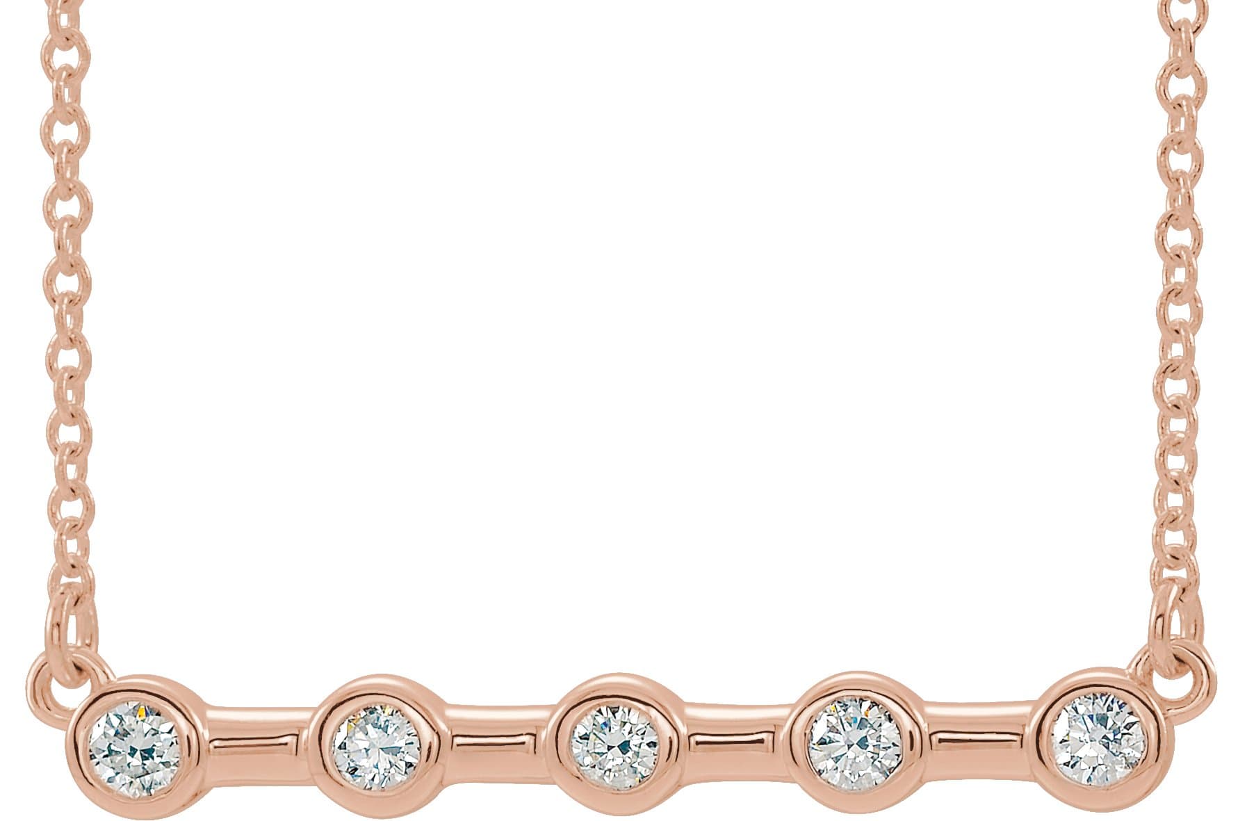14K Rose Gold 1/6 CTW Natural Diamond Bezel-Set Bar 18" Necklace                