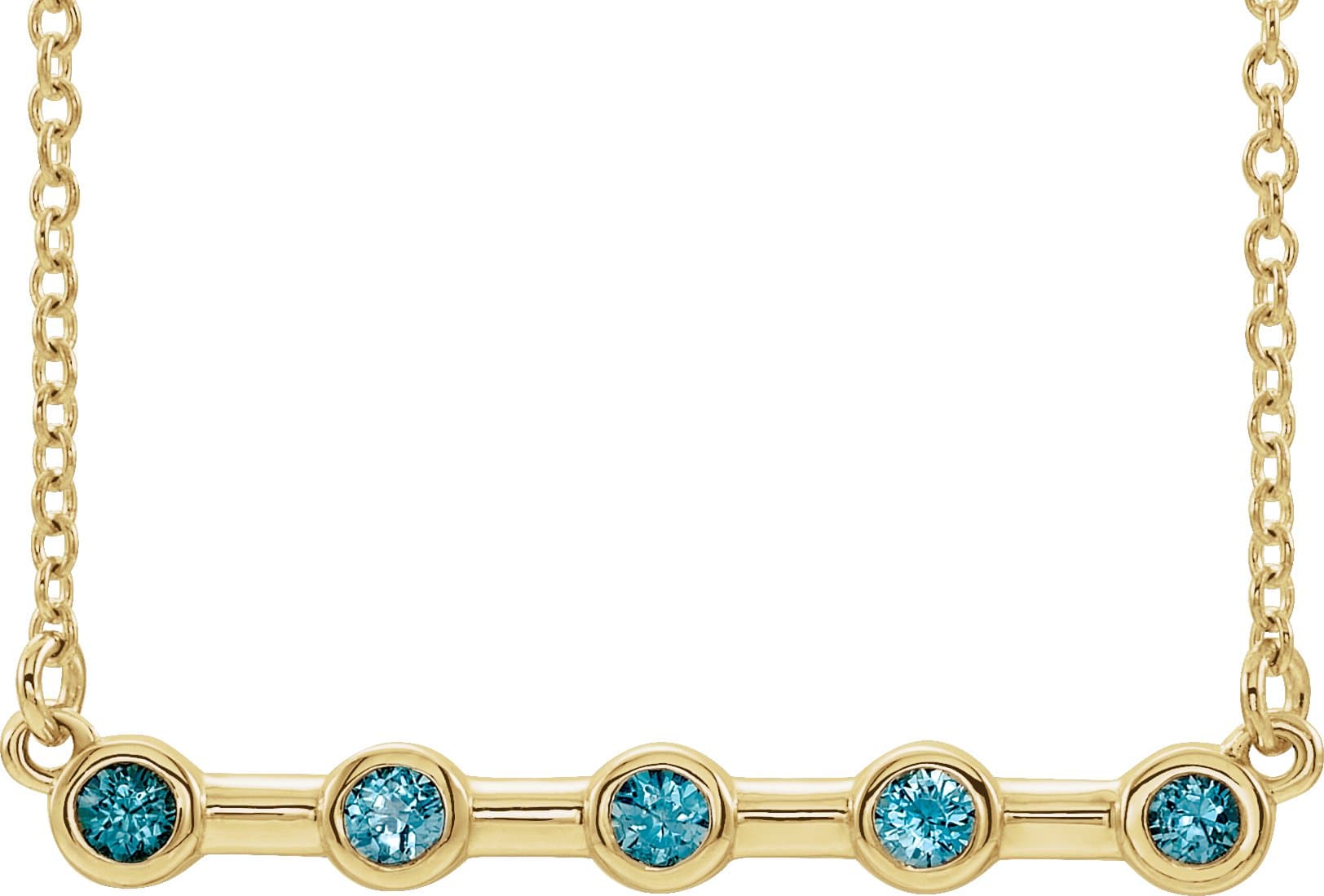 14K Rose Gold 1/6 CTW Natural Diamond Bezel-Set Bar 18" Necklace                