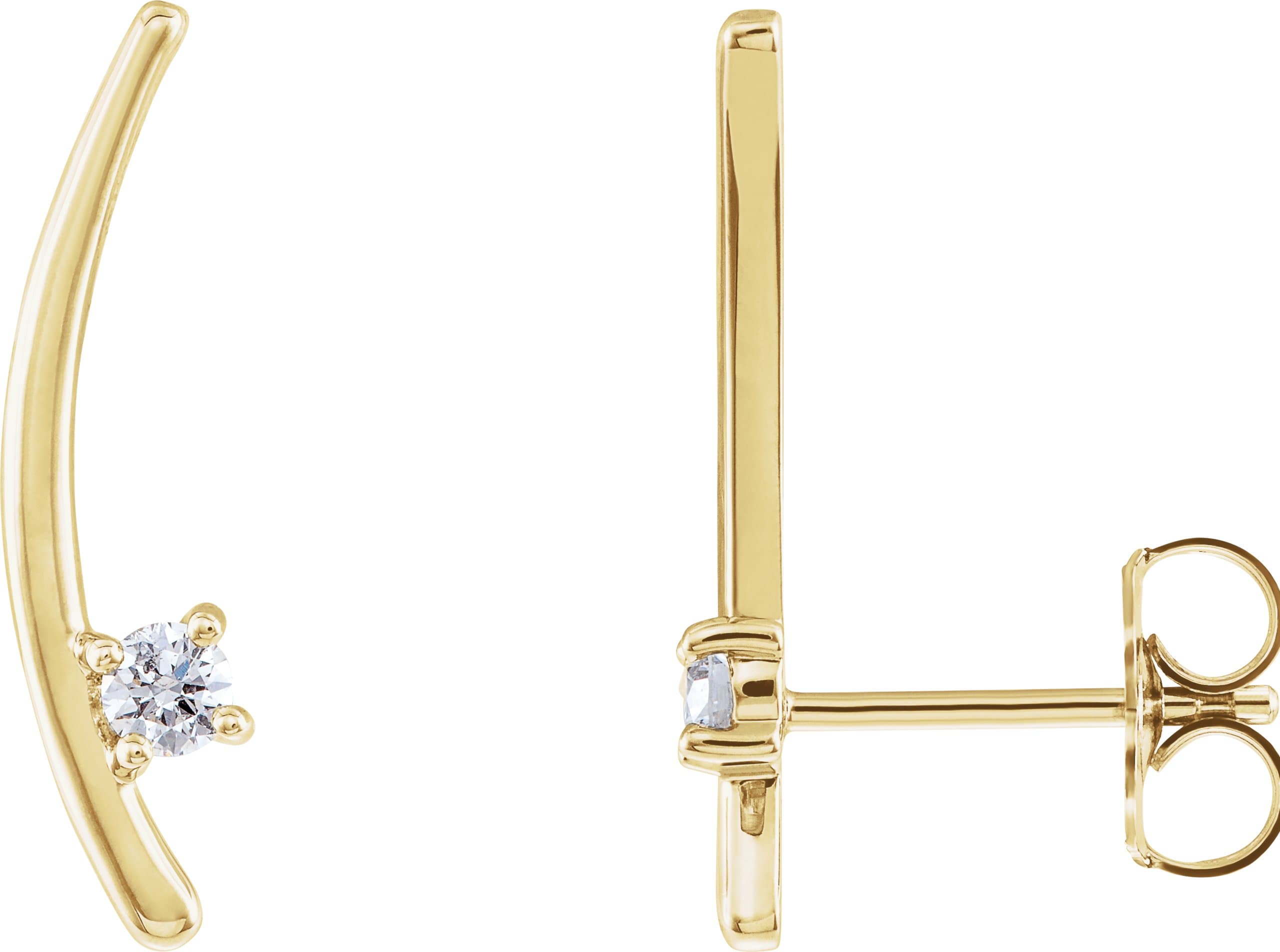 14K White 1/8 CTW Natural Diamond Ear Climbers