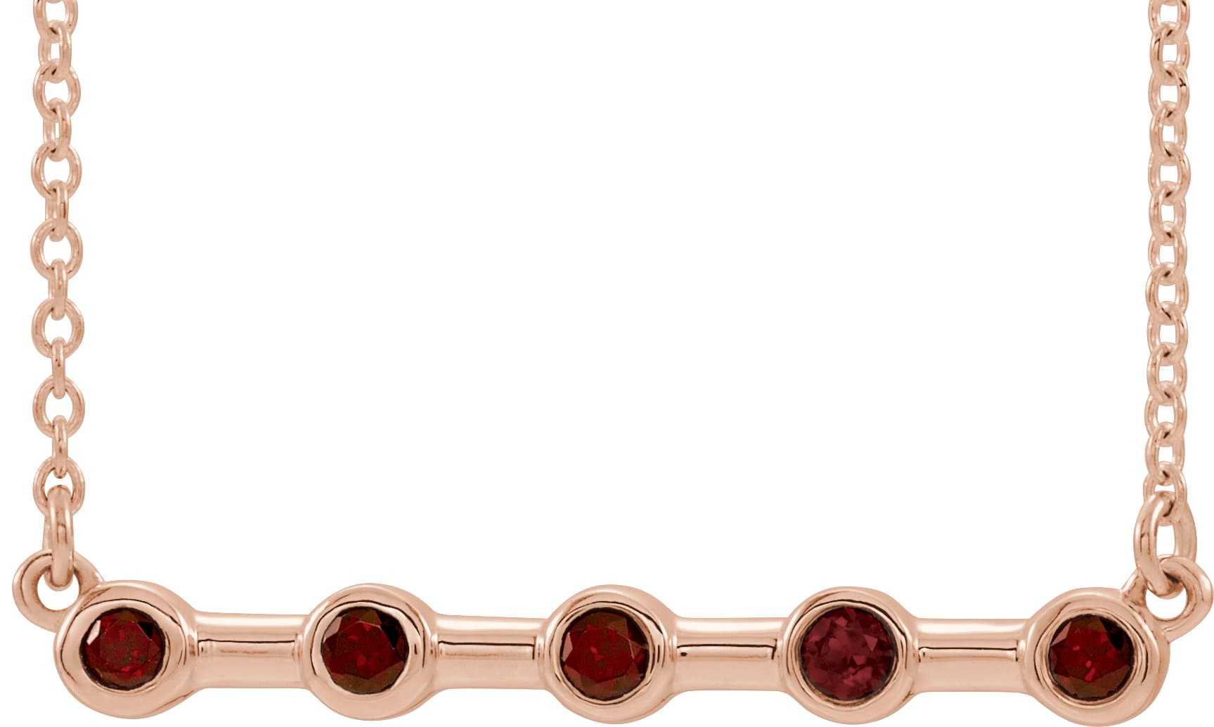 14K Rose Lab-Grown Blue Sapphire Bezel-Set Bar 16 Necklace