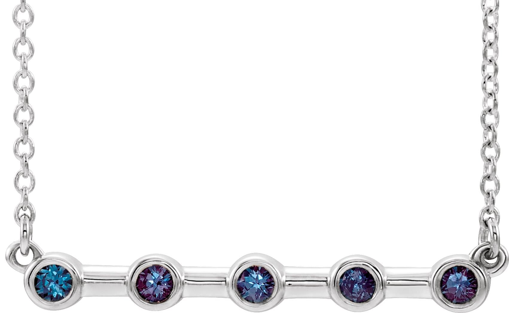 14K Rose Gold 1/6 CTW Natural Diamond Bezel-Set Bar 18" Necklace                