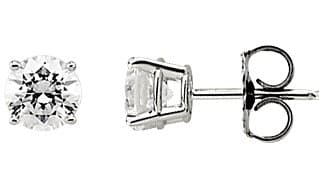14K White 6 mm Round Imitation White Cubic Zirconia  Stud Earrings