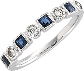 14K White 1/5 CTW Natural Diamond & Natural Blue Sapphire Anniversary Band