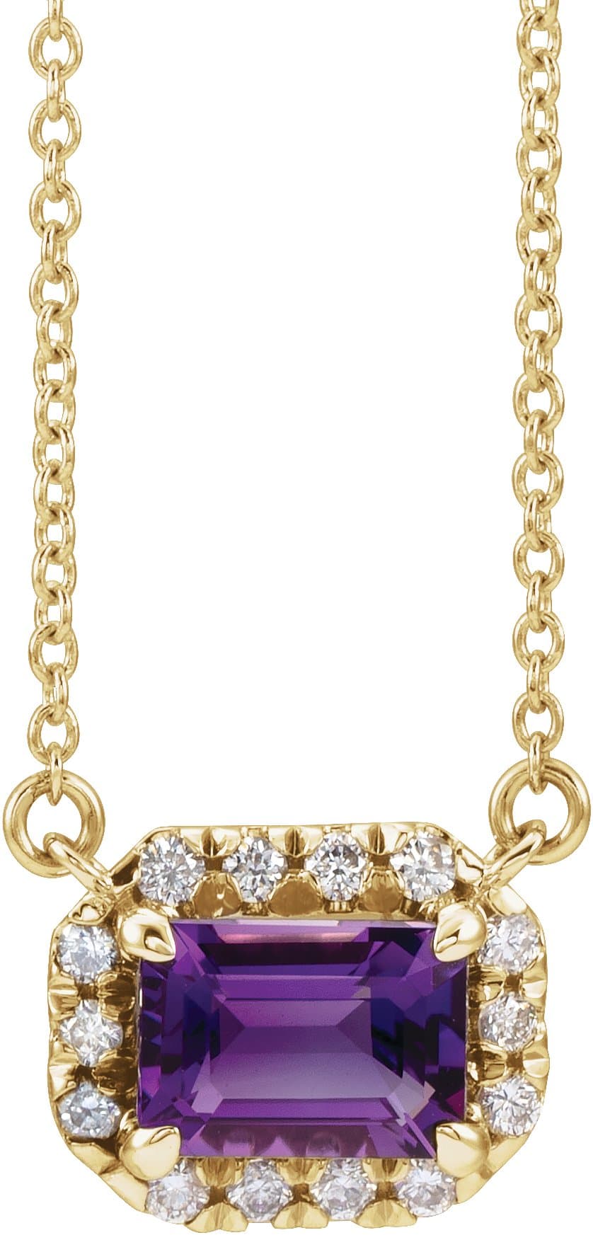 14K Rose 5x3 mm Lab-Grown Alexandrite & 1/8 CTW Natural Diamond Halo-Style 16 Necklace