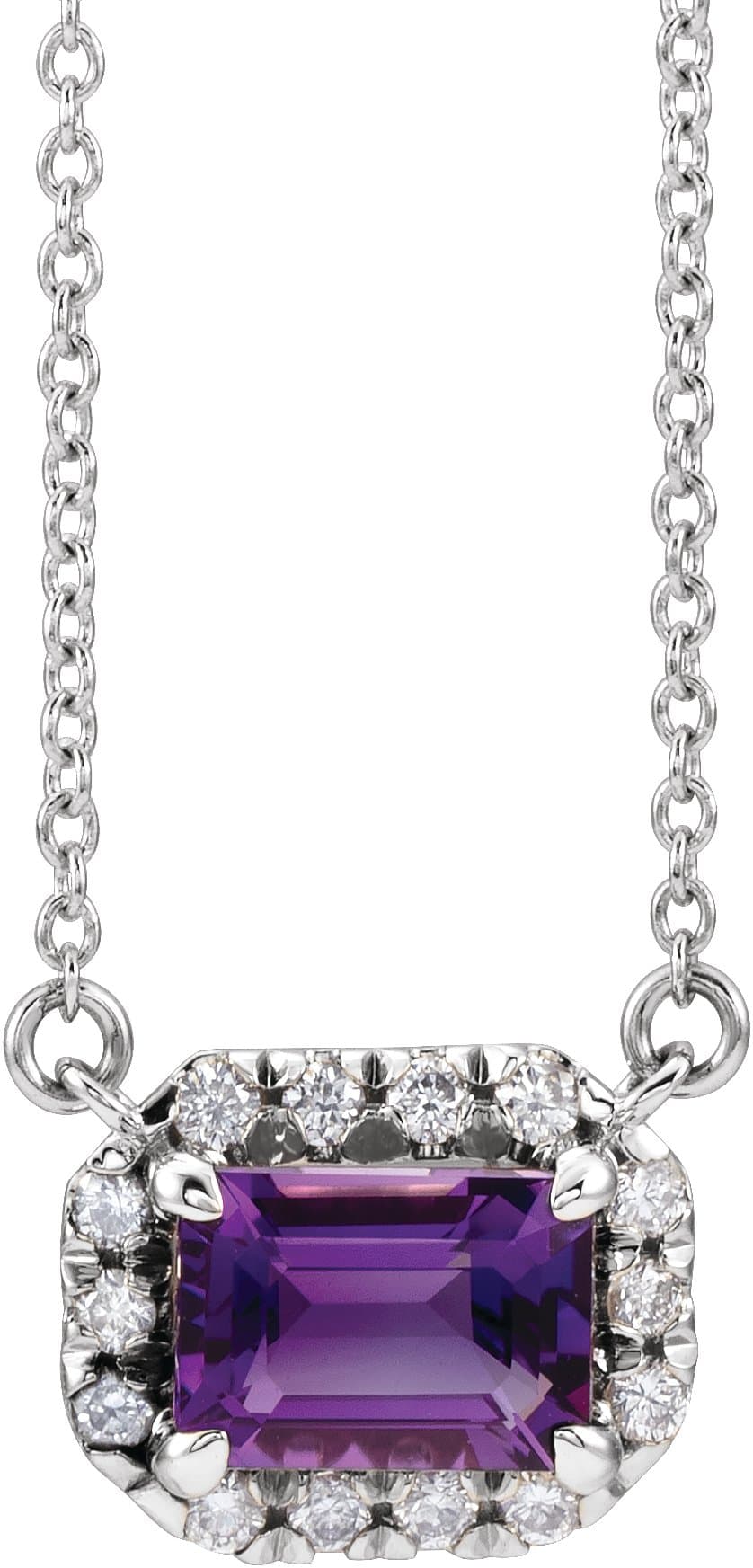 14K Rose 5x3 mm Lab-Grown Alexandrite & 1/8 CTW Natural Diamond Halo-Style 16 Necklace