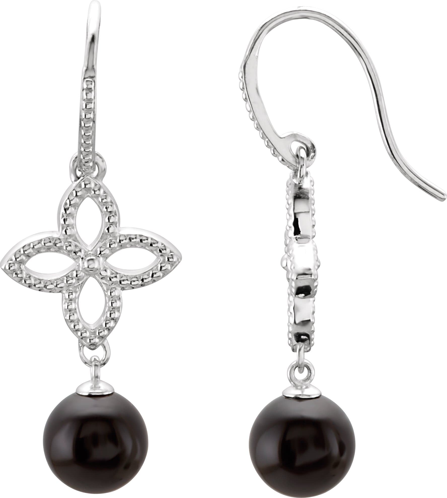 Sterling Silver Natural Black Onyx Earrings