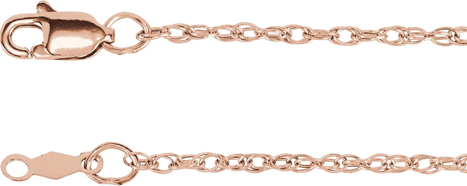 10K Rose 1.5 mm Rope 16 Chain