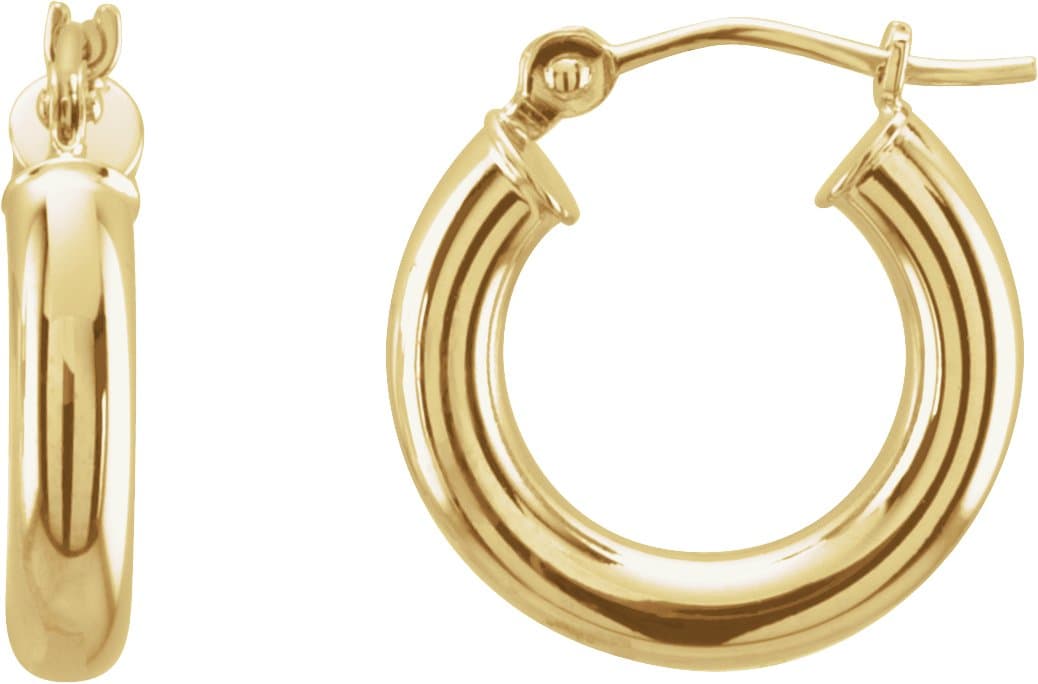 14K Rose Tube 15 mm Hoop Earrings